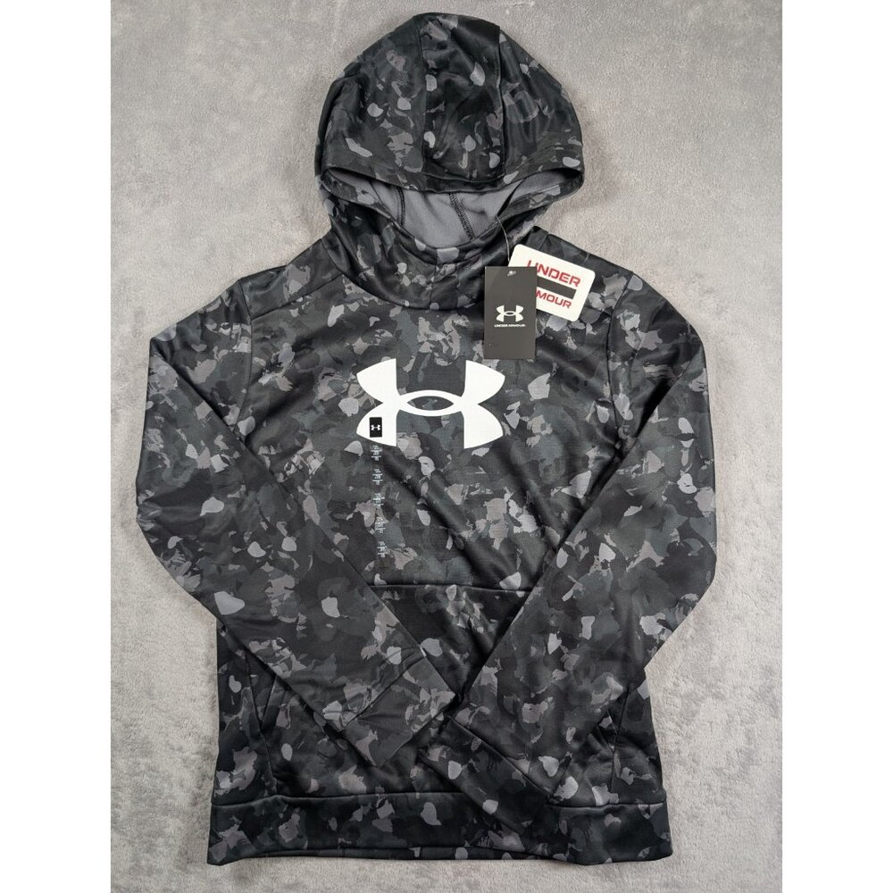 Under Armour Hoodie Boys Youth Size Large Black Loose Fit Lightweight Fleece